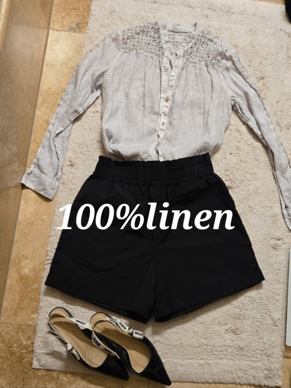 120% Lino Linen Grey Long Sleeve Shirt M